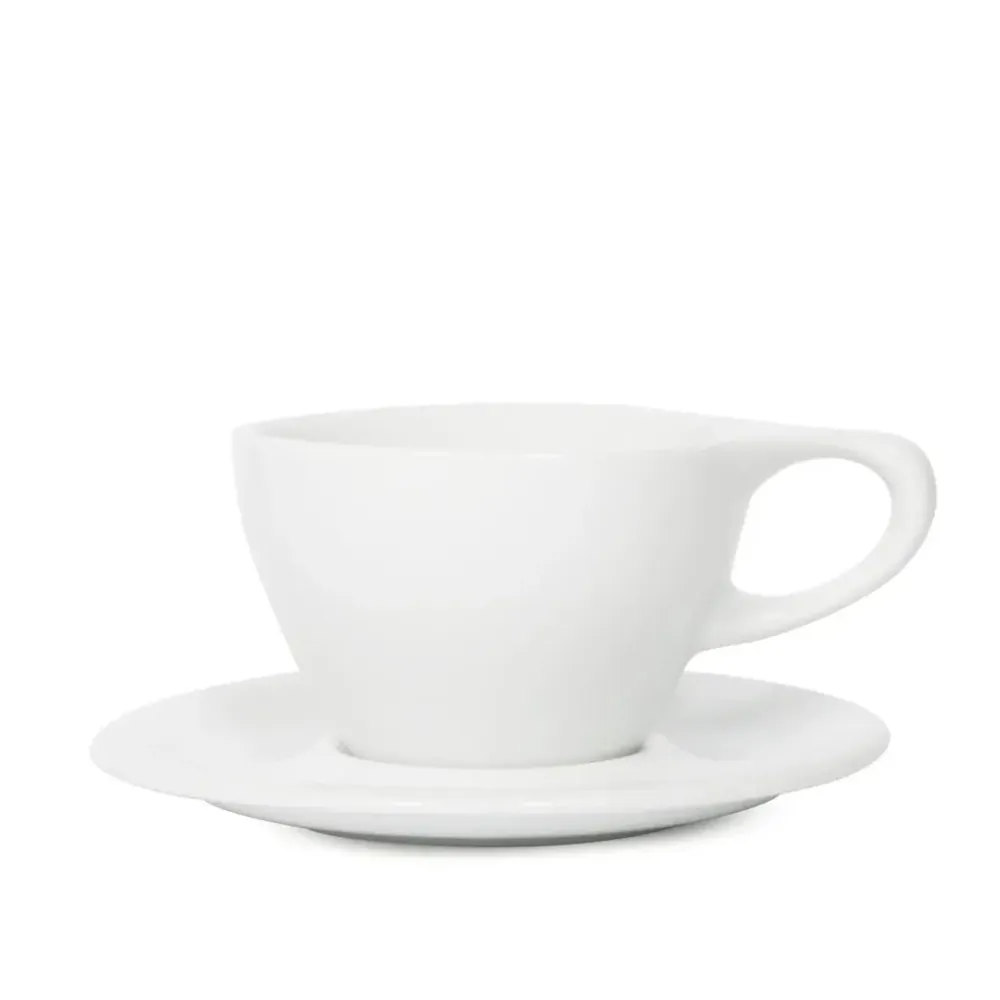 Lino Liten tazza da latte 240ml con piattino - Bianco