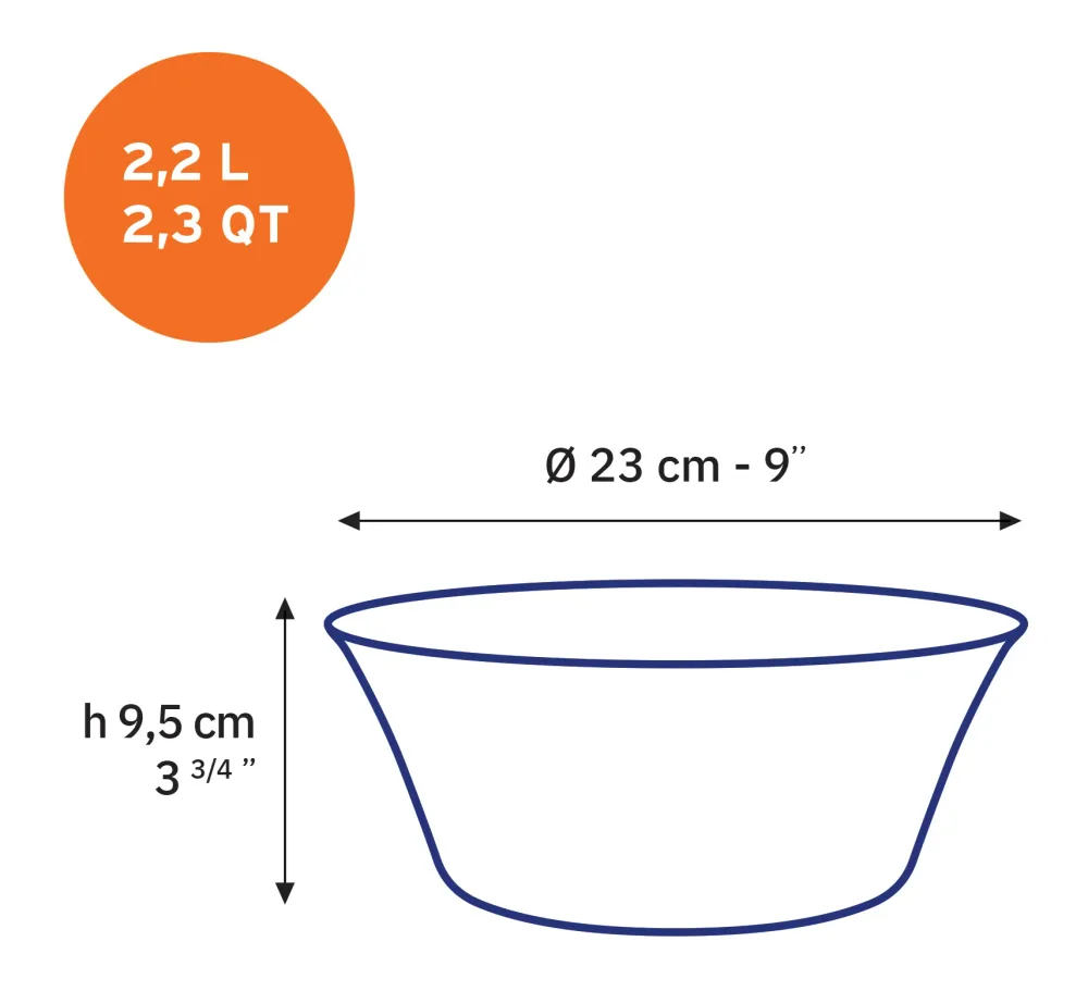 Lys - Insalatiera vetro - Blu navy - 23 cm - 2,2 l