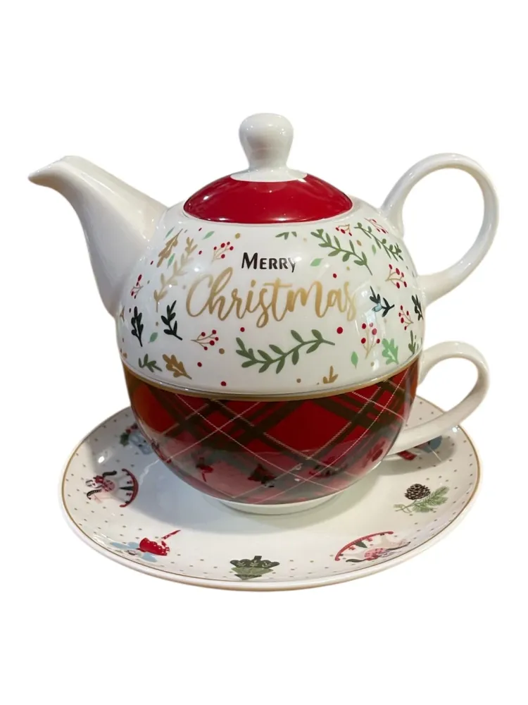 Teiera con tazza natalizia porcellana M home