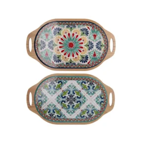 Mattonella ceramica e legno mandala ovale 2 assortimenti cm19x36x0,9