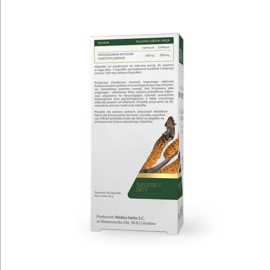 MEDICA HERBS Cordyceps 600mg, 60 capsule.