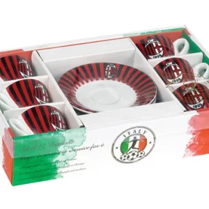 AC Milan Espresso Cups and Saucers, set 6