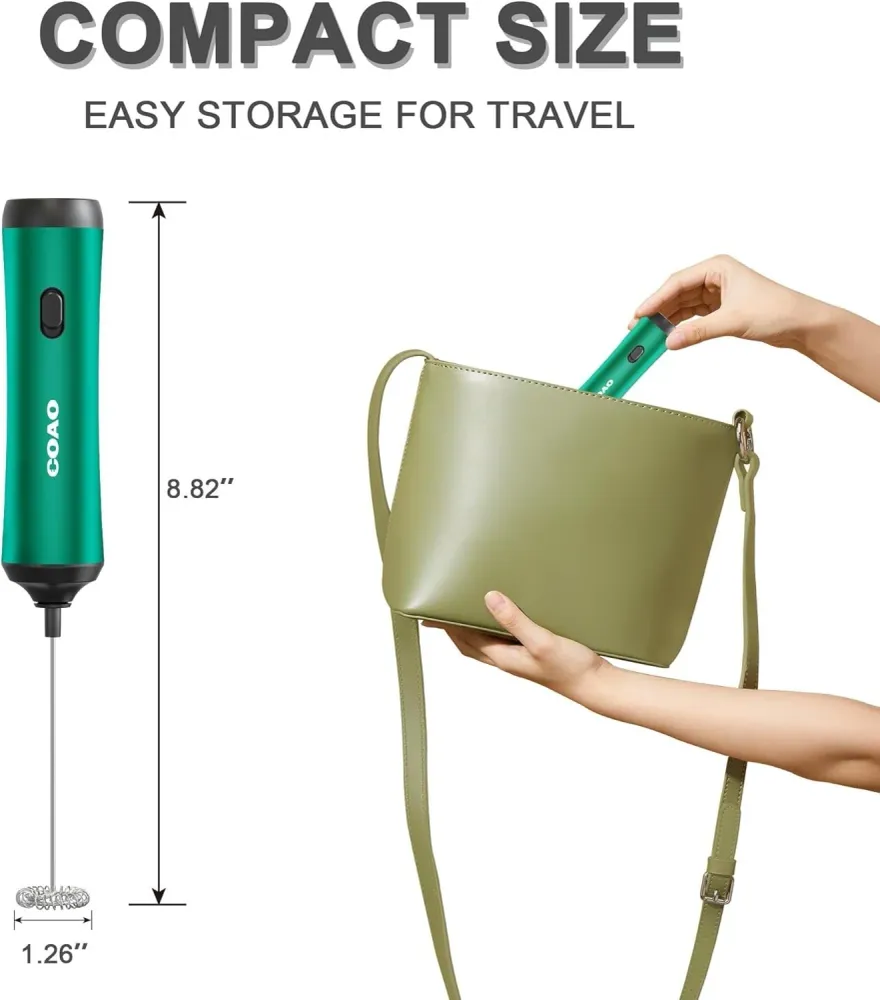 Mini schiumalatte elettrico potente e verde ricaricabile portatile COAO