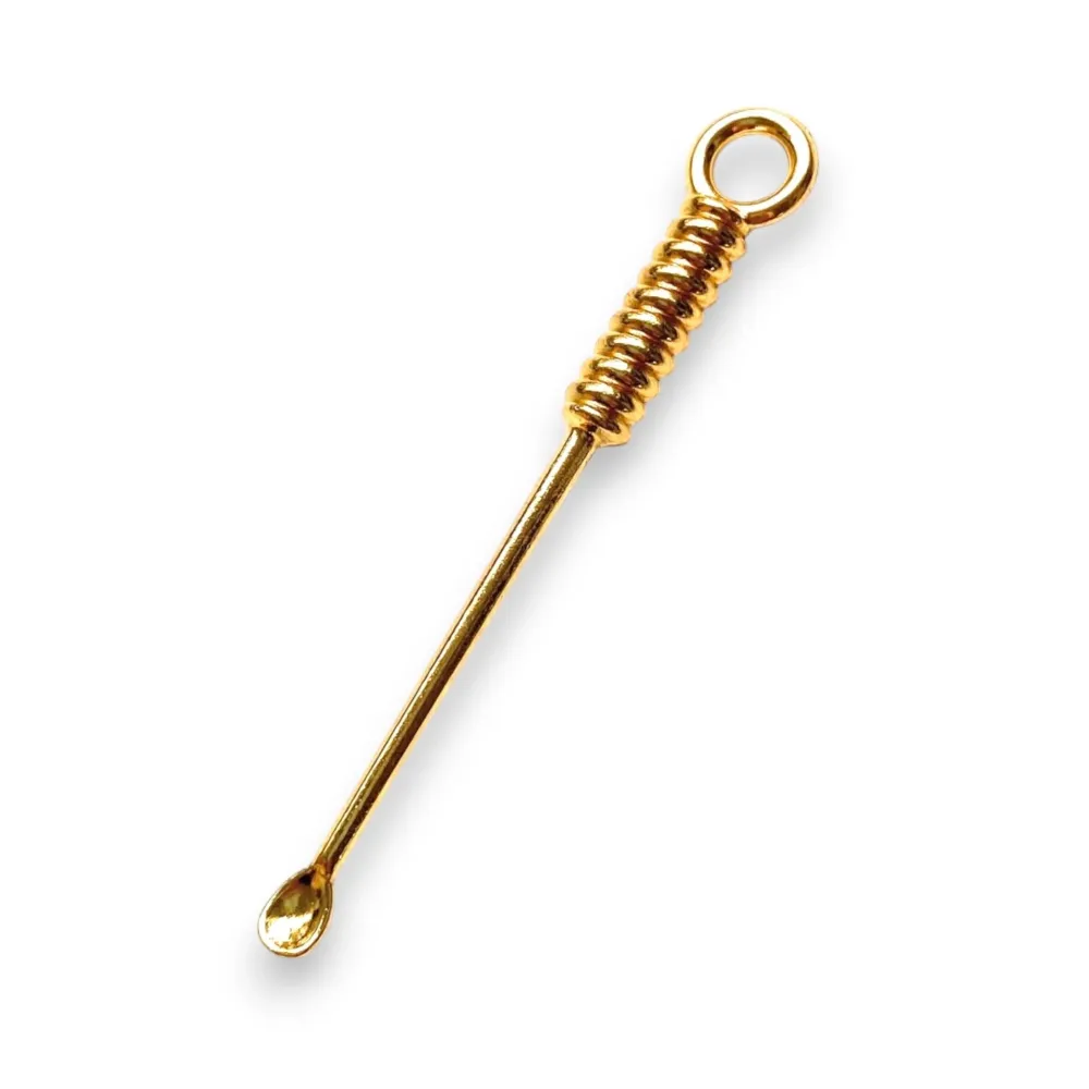 Mini-cucchiaio (70mm) design spirale – Oro con anello portachiavi