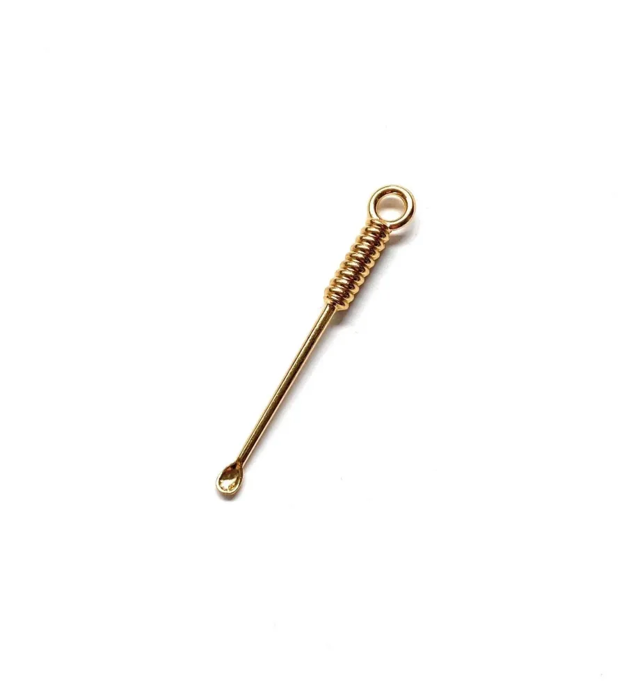 Mini-cucchiaio (70mm) design spirale – Oro con anello portachiavi