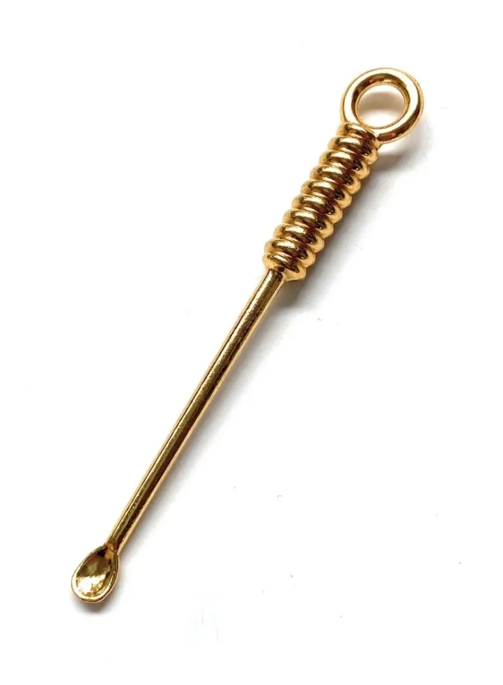 Mini-cucchiaio (70mm) design spirale – Oro con anello portachiavi