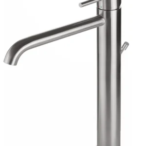 MISCELATORE MONOCOMANDO LAVABO ALTO VEMA TIBER STEEL ACCIAIO V17020 CON SCARICO