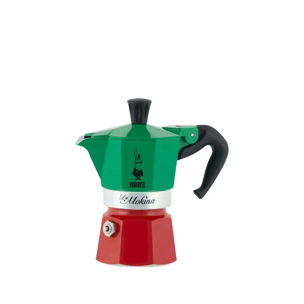 MOKINA BIALETTI Mini Moka 40 cc Espresso Mezza Tazza ½ Tricolore Italy