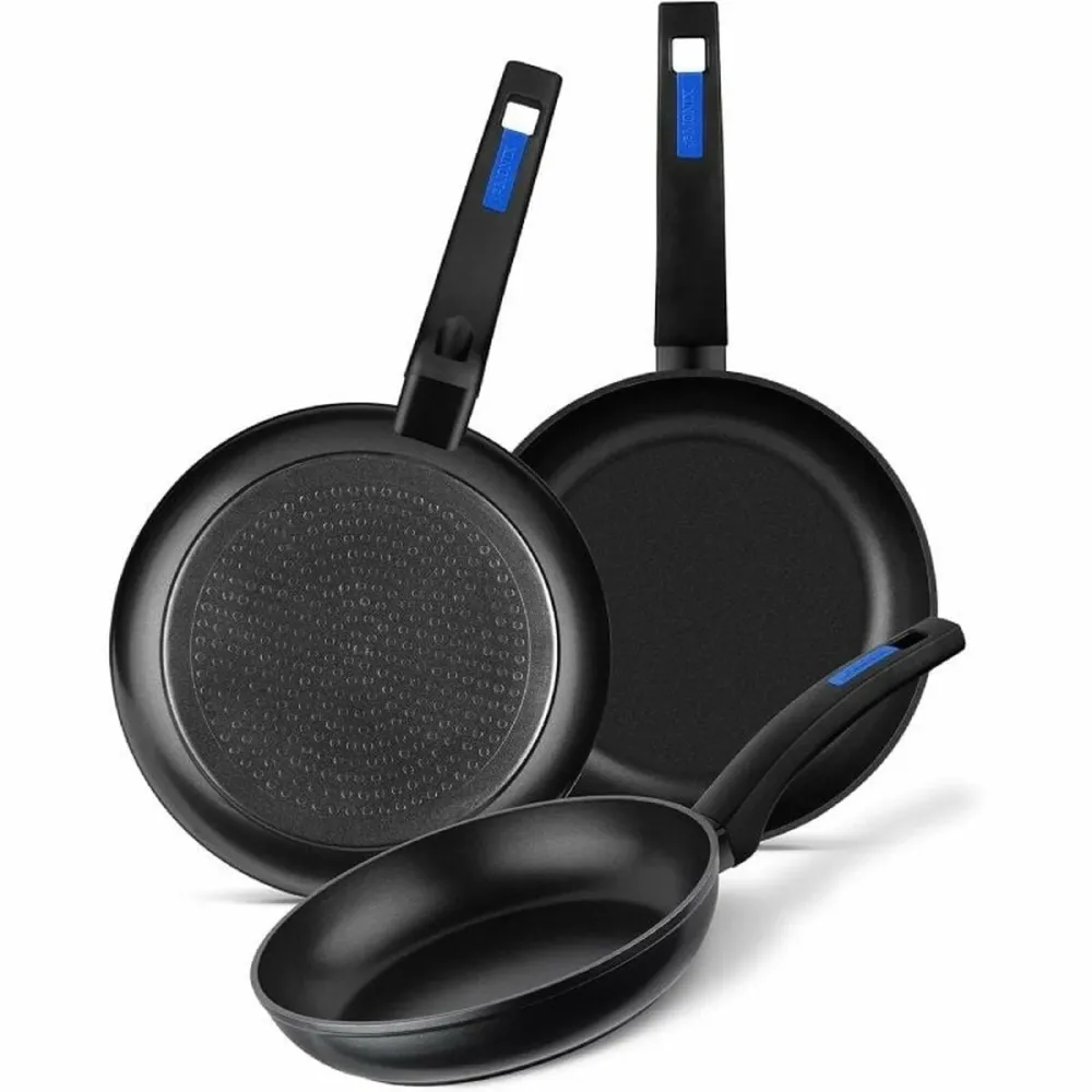 Set di padelle Monix M811200 Nero Bachelite Alluminio Forgiato 3 Pezzi
