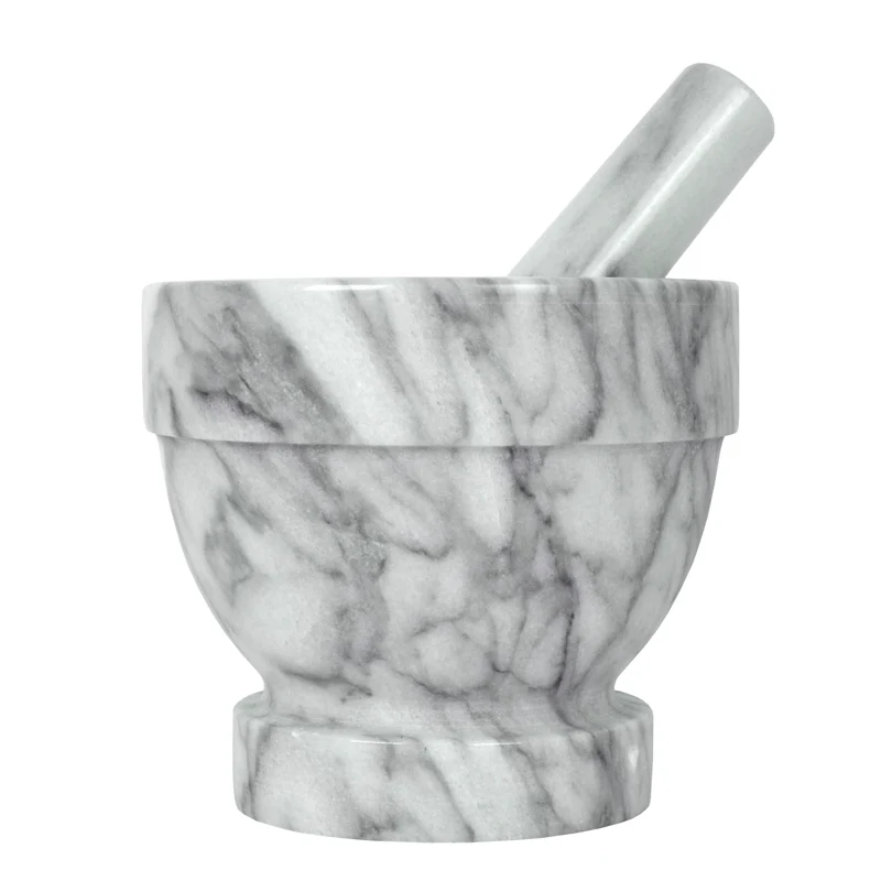 MORTAIO MARMO CON PESTELLO E PIEDE cm.13,5