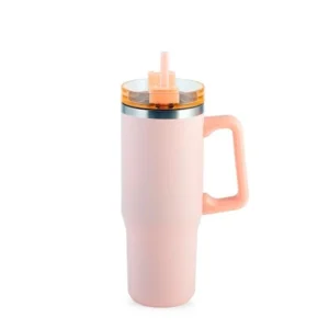 Mug termico rosa acciaio con cannuccia lt 0.9H&H