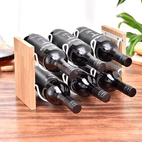 NBSXR -Portabottiglie per Vino 2 Livelli 6 Bottiglie, portabottiglie Metallo da appoggio, portabottiglie da appoggio per R...