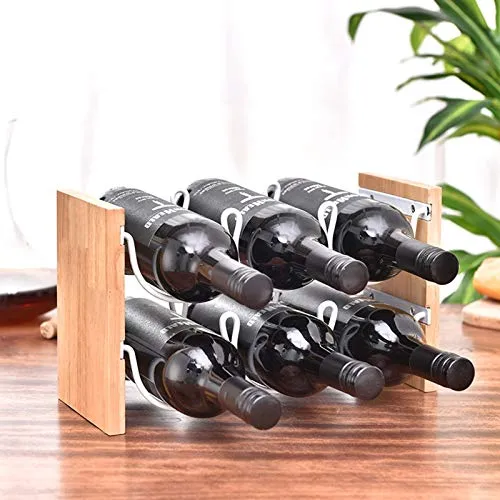 NBSXR -Portabottiglie per Vino 2 Livelli 6 Bottiglie, portabottiglie Metallo da appoggio, portabottiglie da appoggio per R...