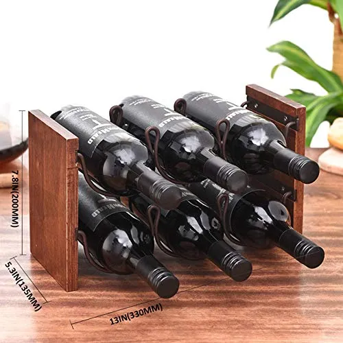 NBSXR -Portabottiglie per Vino 2 Livelli 6 Bottiglie, portabottiglie Metallo da appoggio, portabottiglie da appoggio per R...