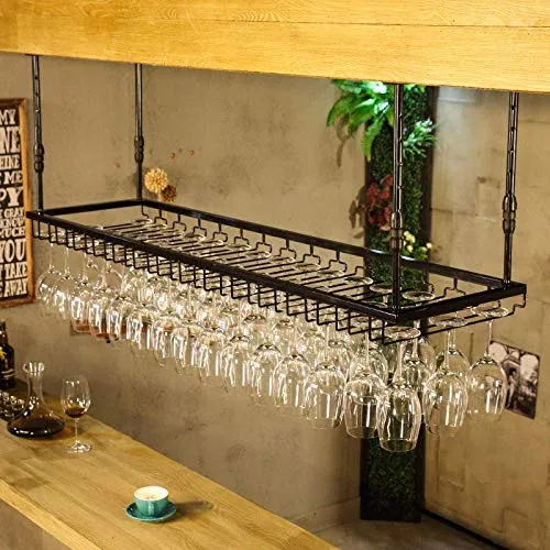 NMDCDH Portabicchieri da Vino sospeso, Portabottiglie Metallo per Bicchieri da Vino, Portabicchieri per Asciugatura, Armad...