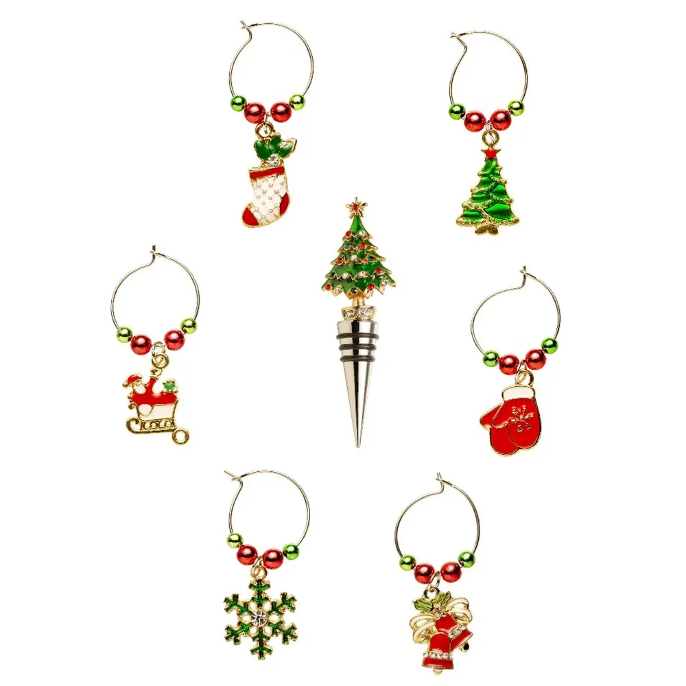 NOEL Lamart Set 6 Segnabicchieri con Tappo Decori Natalizi Oro Metallo Tavola di Natale