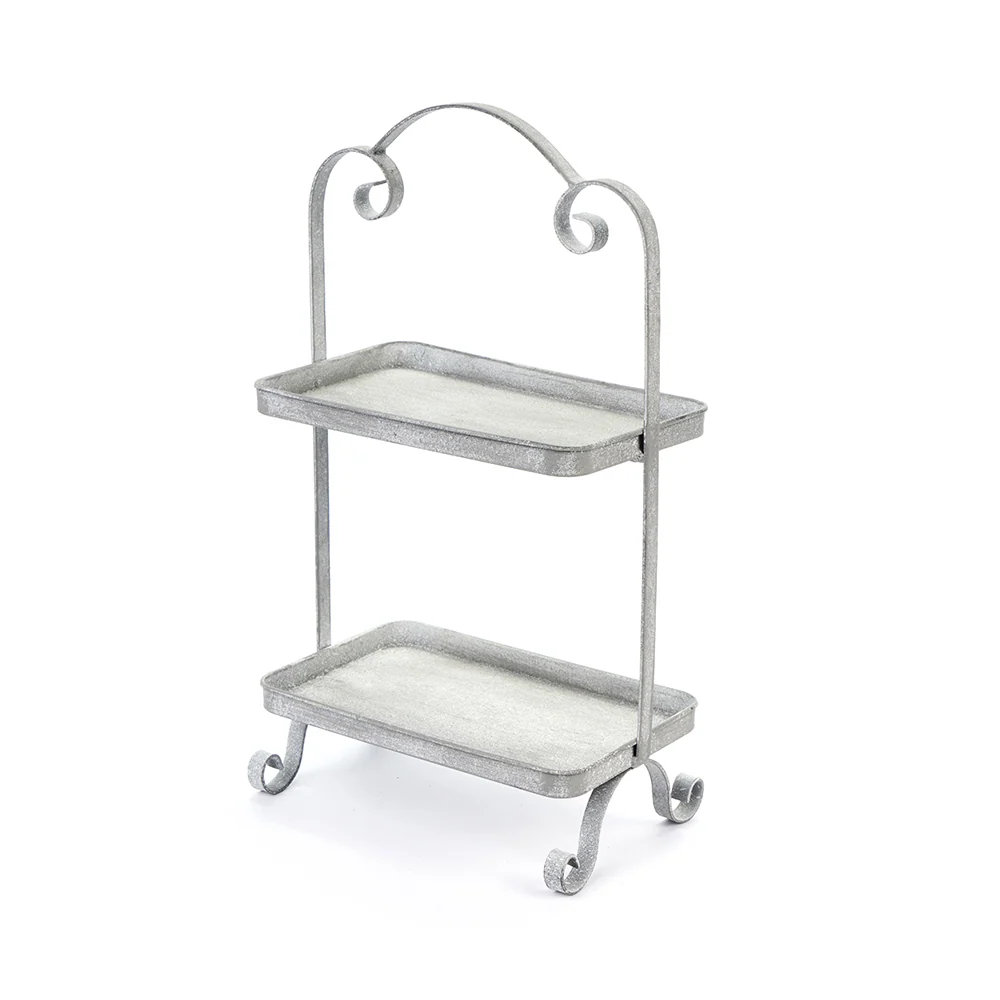 NUVOLE DI STOFFA Vassoi da cucina con due alzate metallo effetto anticato vintage, Shabby Chic Camilla