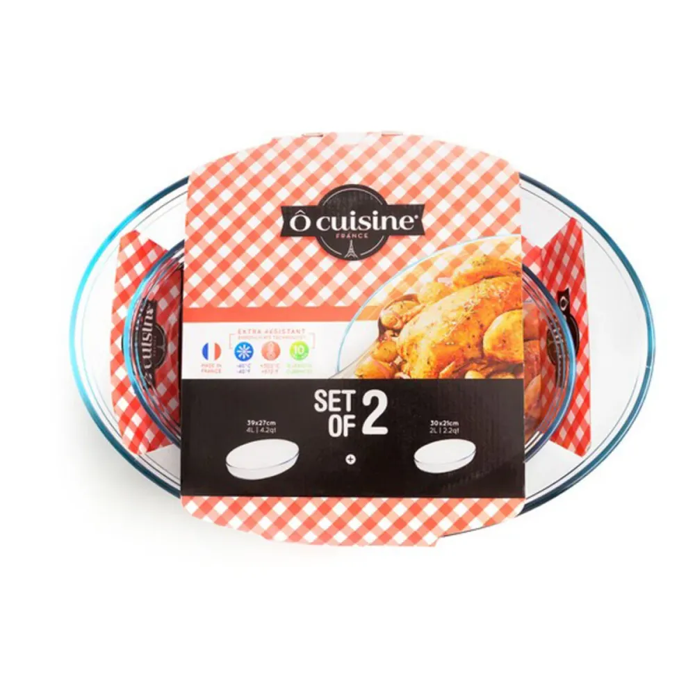 Set di Teglie da Forno Ô Cuisine 334SA06 Trasparente Vetro