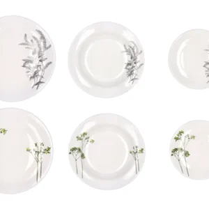 Opale servizio di piatti da 18 pezzi bianco con foglie 2 assortimenti