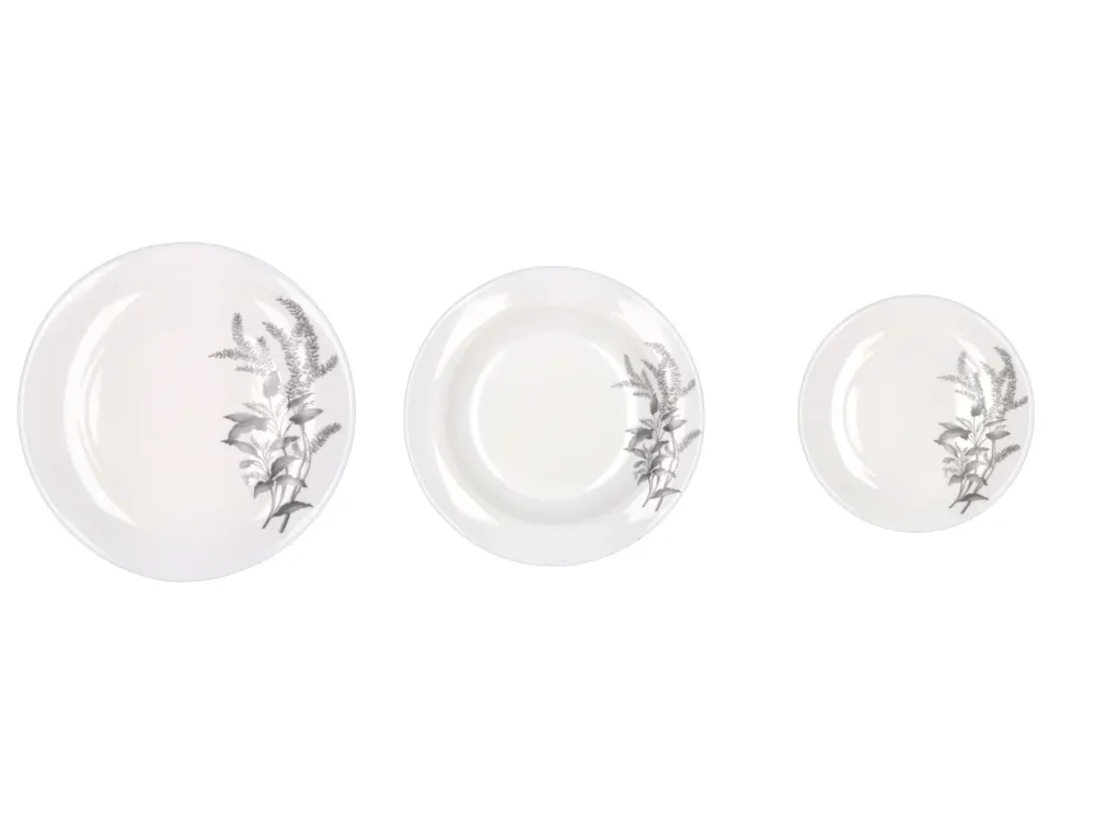 Opale servizio di piatti da 18 pezzi bianco con foglie 2 assortimenti