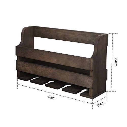 OROPY Portabottiglie Parete e Supporto Vetro, Scaffale di Esposizione di stoccaggio del Vino Legno Rustic, per Arredamento...