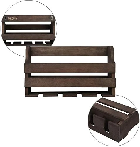 OROPY Portabottiglie Parete e Supporto Vetro, Scaffale di Esposizione di stoccaggio del Vino Legno Rustic, per Arredamento...