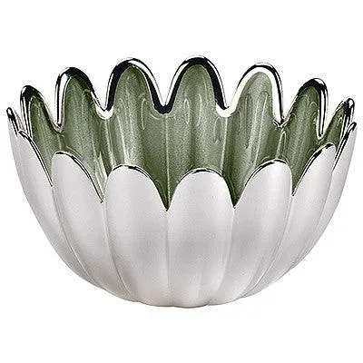 Ottaviani centrotavola Margherita 12cm H.6,5cm vetro argentato verde salvia 800366V