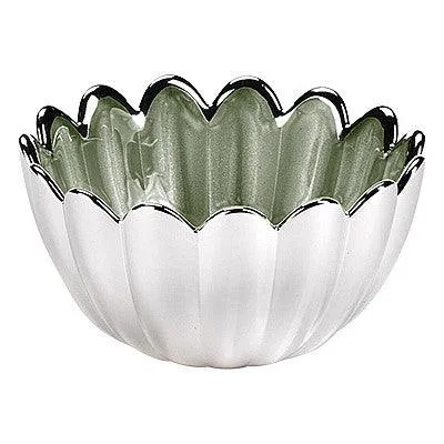Ottaviani centrotavola Margherita 9cm H.5cm vetro argentato verde salvia 800365V