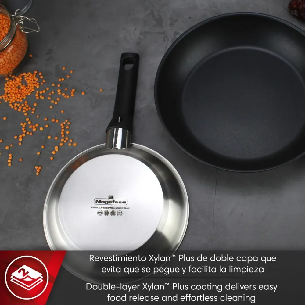 Padella Magefesa Argentato Acciaio inossidabile Ø 24 cm Ø 20 cm Ø 28 cm 3 Pezzi (3 Unità)