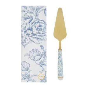 PALETTA TORTA CON MANICO VETRO DECORO CELESTE