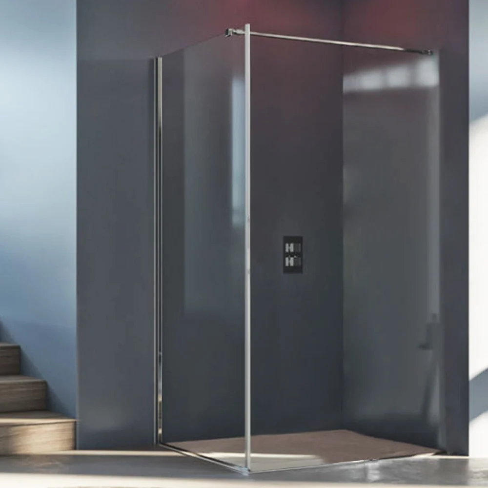 Parete fissa da 100 cm per porta doccia battente e soffietto modelli Ermes e Demetra Cristallo Trasparente da 6 mm
