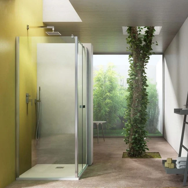 Parete fissa da 100 cm per porta doccia battente e soffietto modelli Ermes e Demetra Cristallo Trasparente da 6 mm