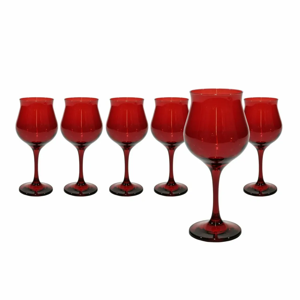 PASABAHCE - Calici vetro Rosso Wavy 37 cl - set 6 pezzi