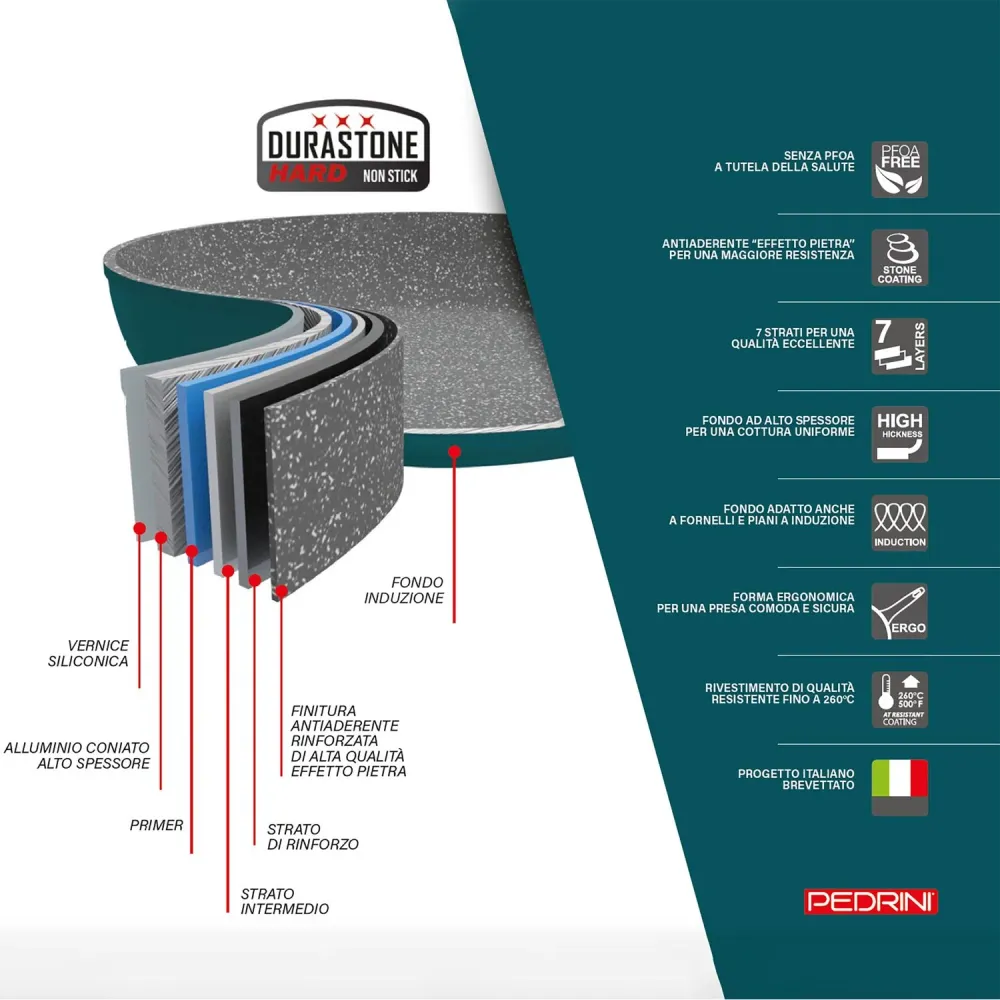 PEDRINI - Casseruola Evo Color Petrolio diametro 24 cm