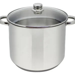 Pentola grande ELO Basic 10 l acciaio inox con scala di volume e coperchio vetro ø 24x22 cm