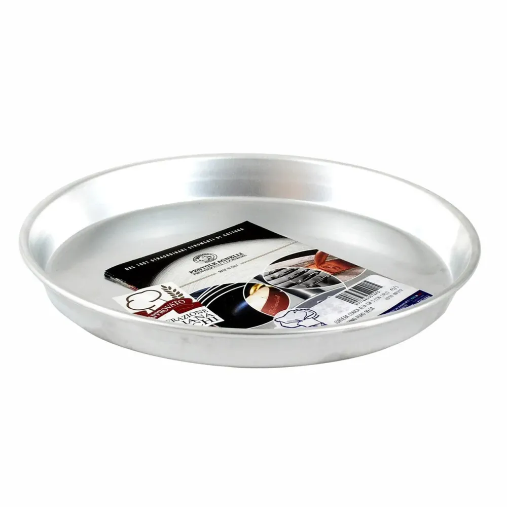 Pentole Agnelli Linea Pasticceria e Pizza Tortiera Conica Alluminio con Orlo (H 3 cm), Argento, 36 cm