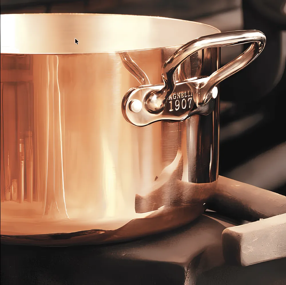 Pentola alta rame 4 strati con due manici acciaio inox. Diametro 20 cm / 24 cm. Pentole Agnelli