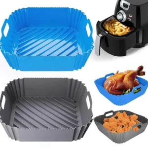 2 Pezzi 22CM Teglia Silicone per Friggitrice ad Aria, Pipiruew Riutilizzabile Pot adatta 6-8 QT