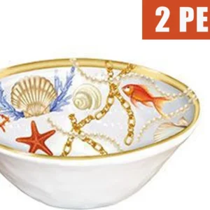 2 Pezzi Centro Tavola Ciotola Conchiglie Coralli Stile Marino Svuota Tasche