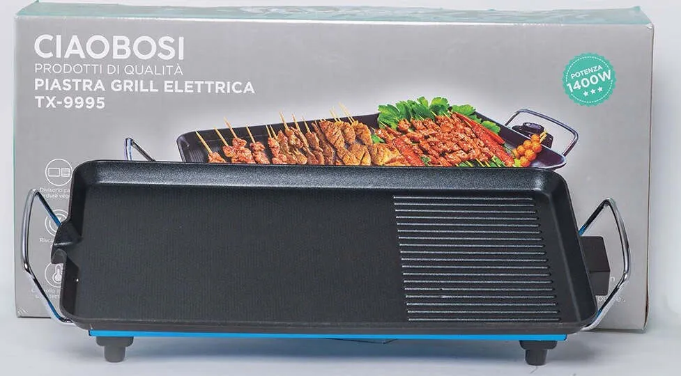 Piastra Griglia Elettrica Potenza 1400w Cucina Con 2 Piastre Di Cottura Tx-9995
