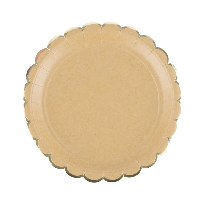 8 Piatti carta - Kraft e Oro