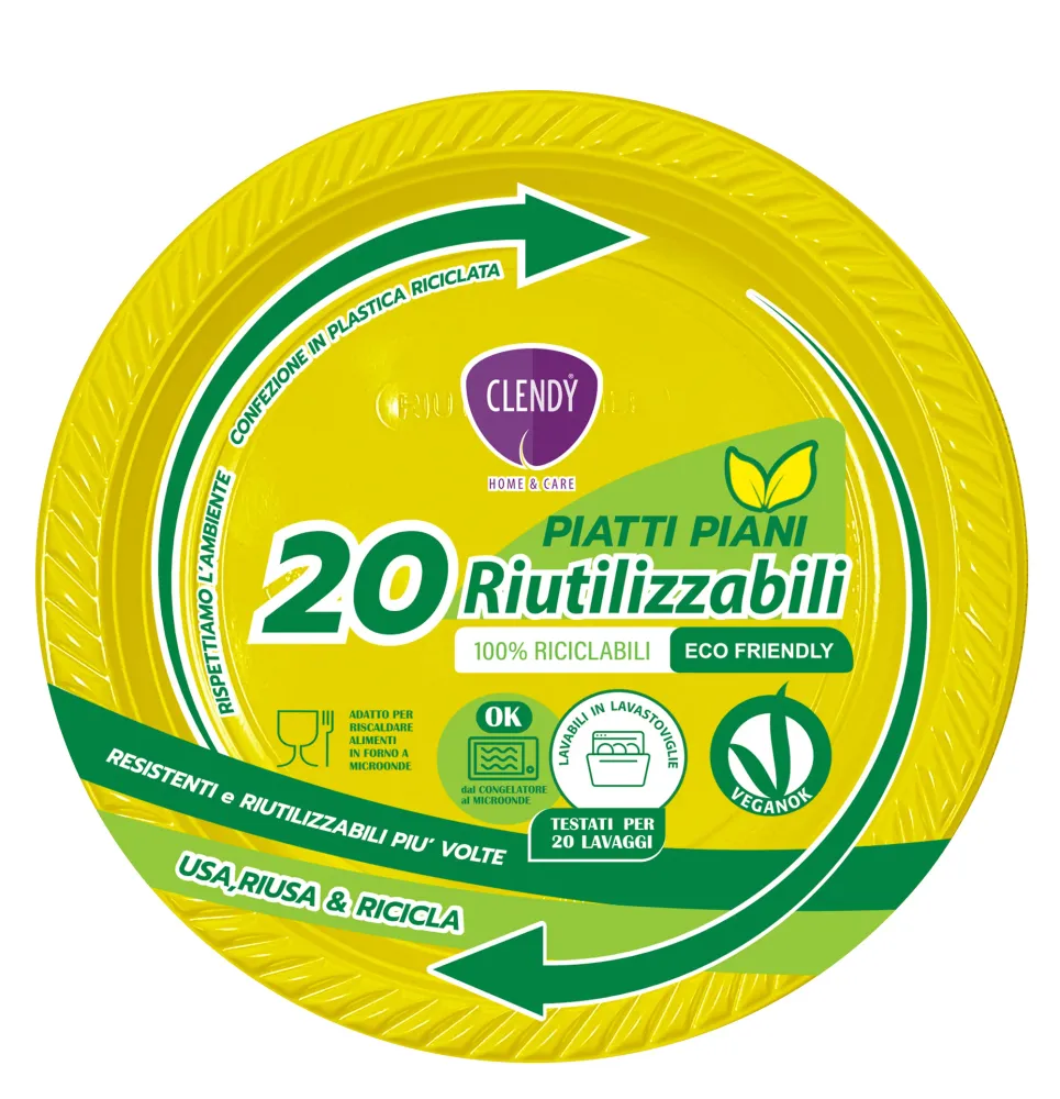 Piatti Piani Riutilizzabili Gialli - 20pz