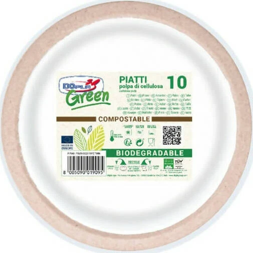 Piatti piani Twin - polpa - D 22 cm - Dopla Green - conf.10 pezzi