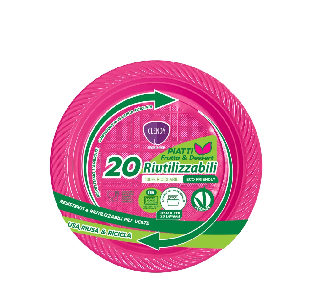 Piatti Riutilizzabili Frutta e Dessert Fucsia - 20pz