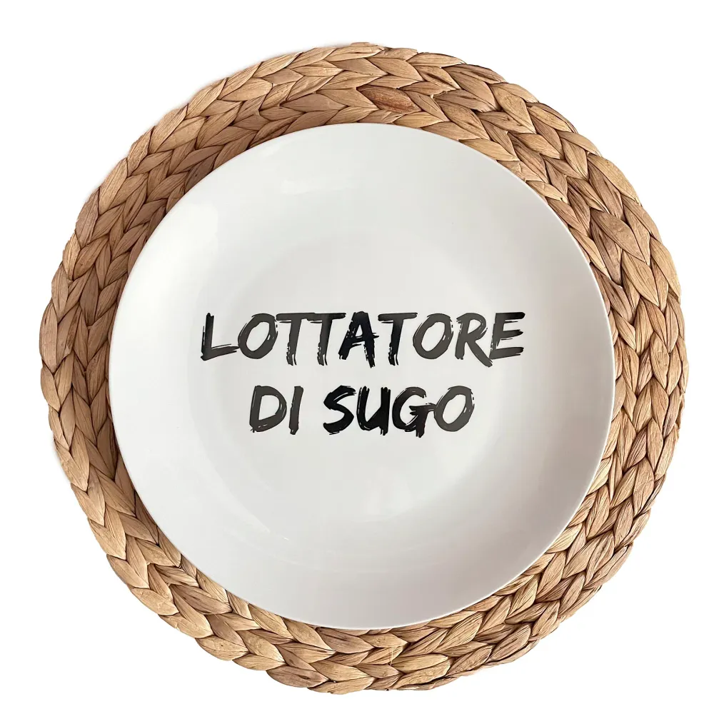 Piatti simpatici ceramica - Lottatore di sugo