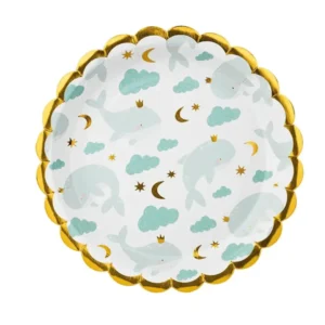 6 piattini carta - balena azzurro pastello