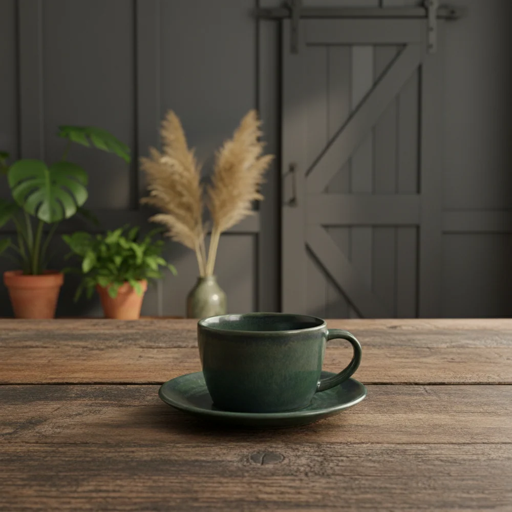 Piattino porcellana verde acqua per tazza da caffè - 14,5 cm