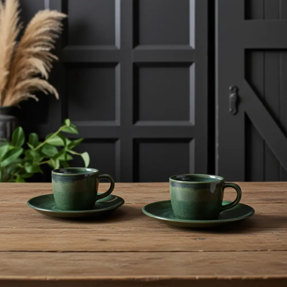 Piattino porcellana verde acqua per tazza da caffè espresso - 11,5 cm