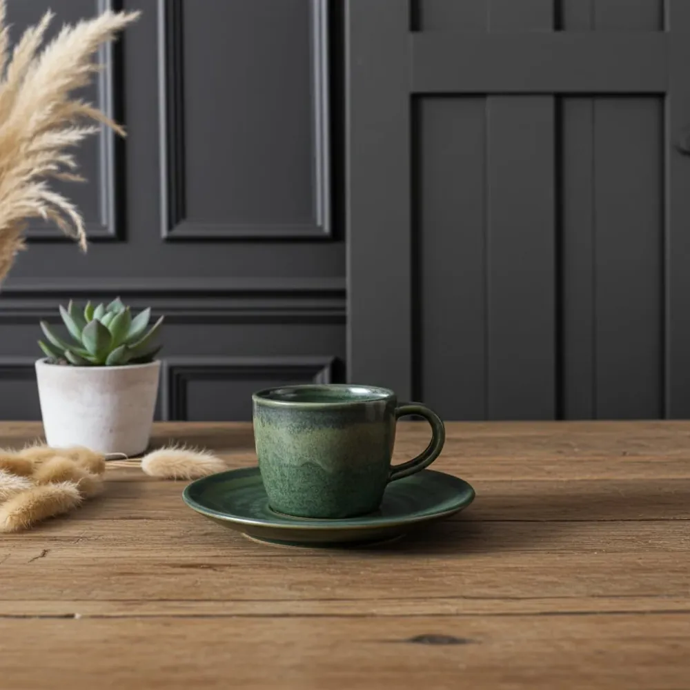 Piattino porcellana verde acqua per tazza da caffè espresso - 11,5 cm