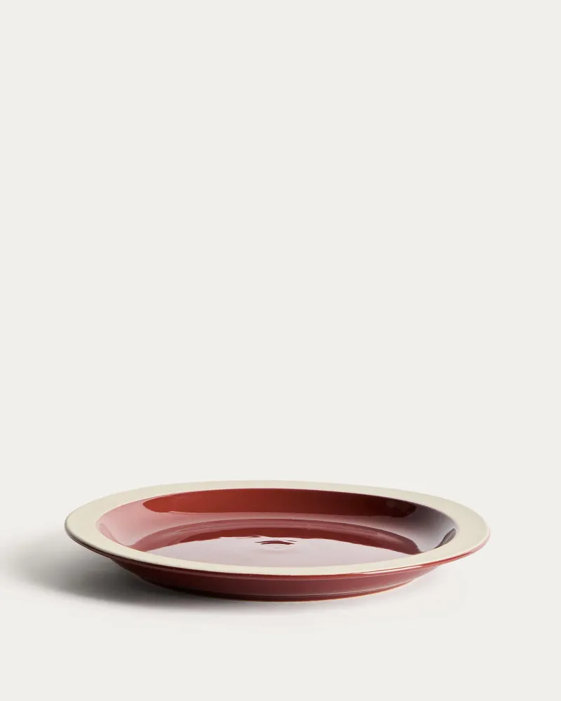 Piatto Doren ceramica di colore rosso granato